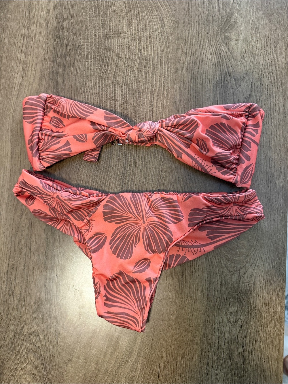 Coral Floral Bandeau Bikini Set